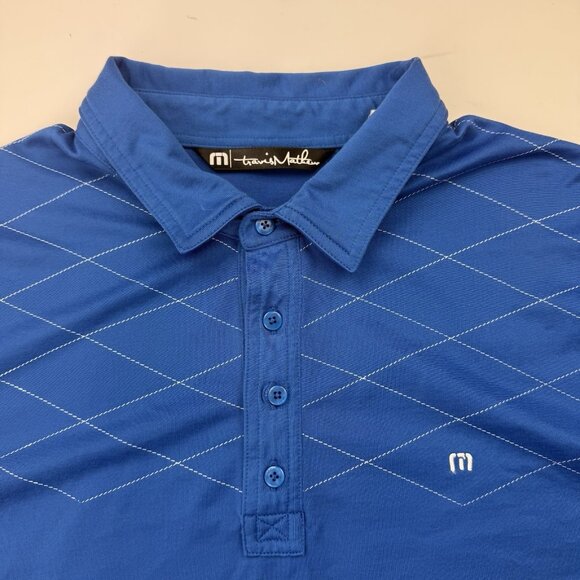 Travis Mathew Mens XL Blue Short Sleeve Golf Polo Shirt - Picture 3 of 7
